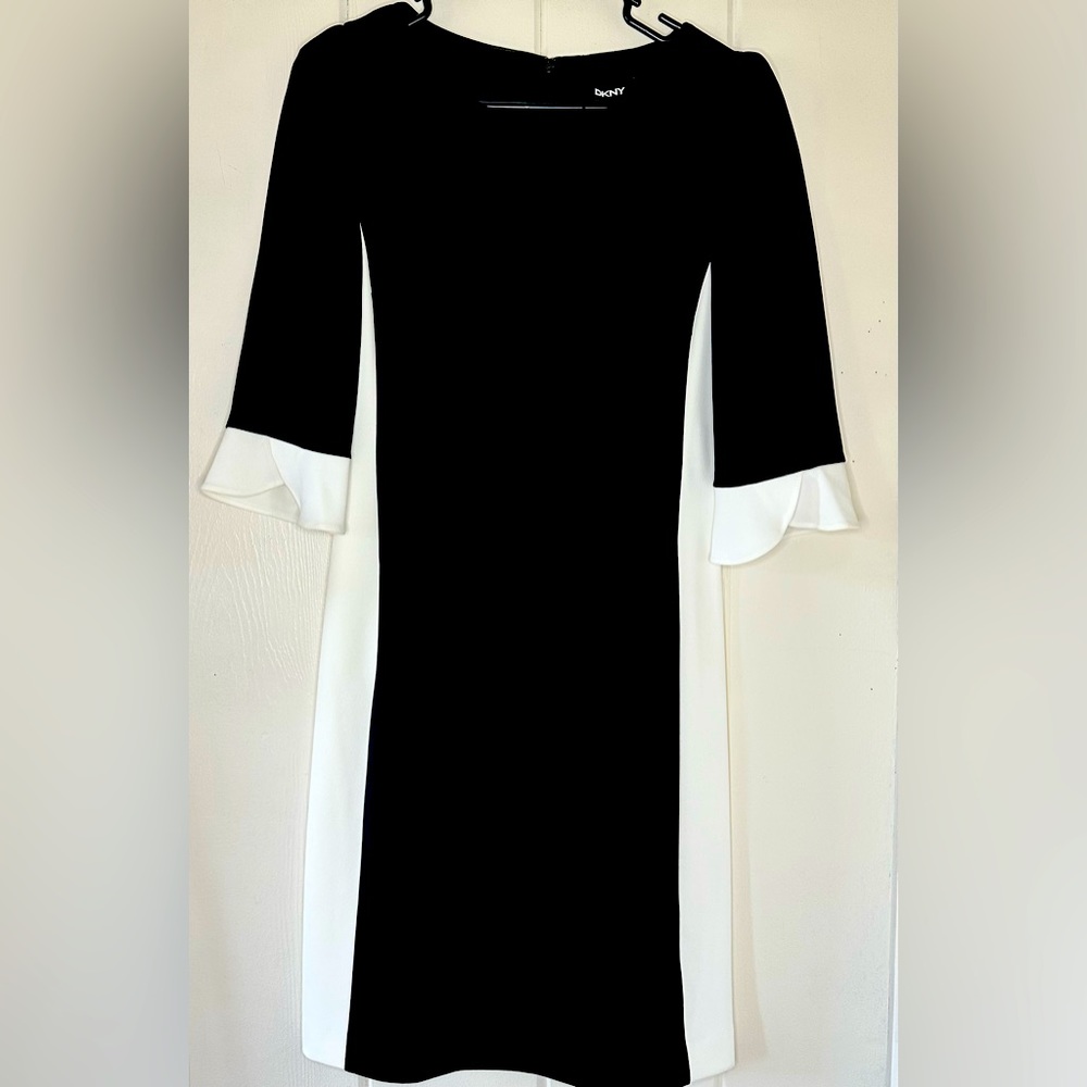 DKNY Black & White Dress, Size 6, 3/4 Sleeve, Dressy/Business/Professional Attir